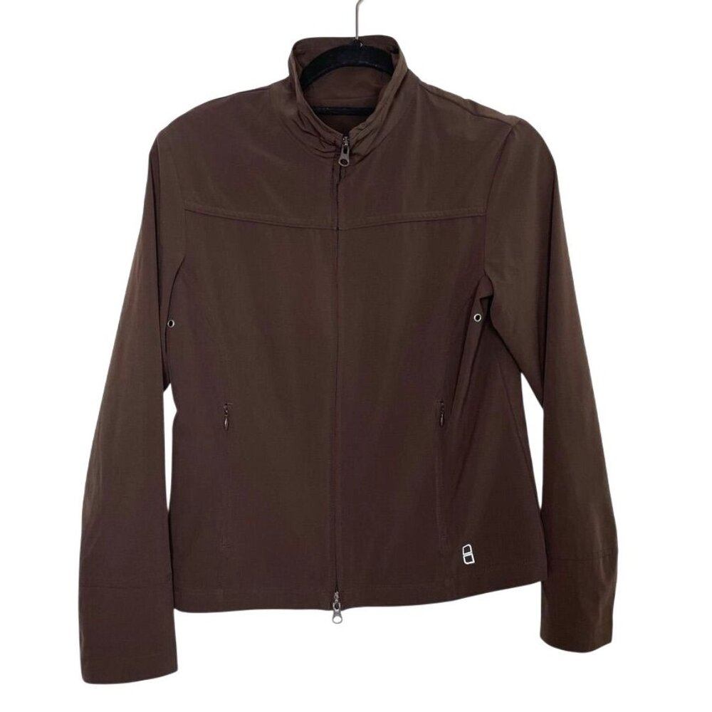 Lucy Womens Brown Full-Zip Jacket Small Polyester Spandex Lightweight Activewear